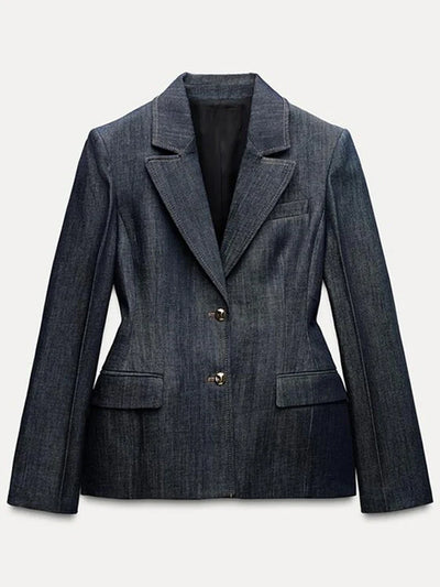 Aaliyah – Ensemble 2 pièces denim élégant veste et pantalon droit